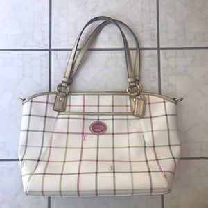 COACH Leather Tattersall Tote Bag